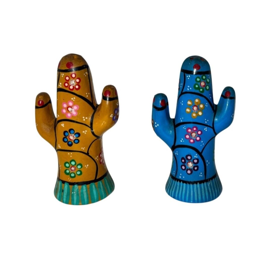 Talavera Cactus Salt & Pepper Shakers | Mexican Pottery